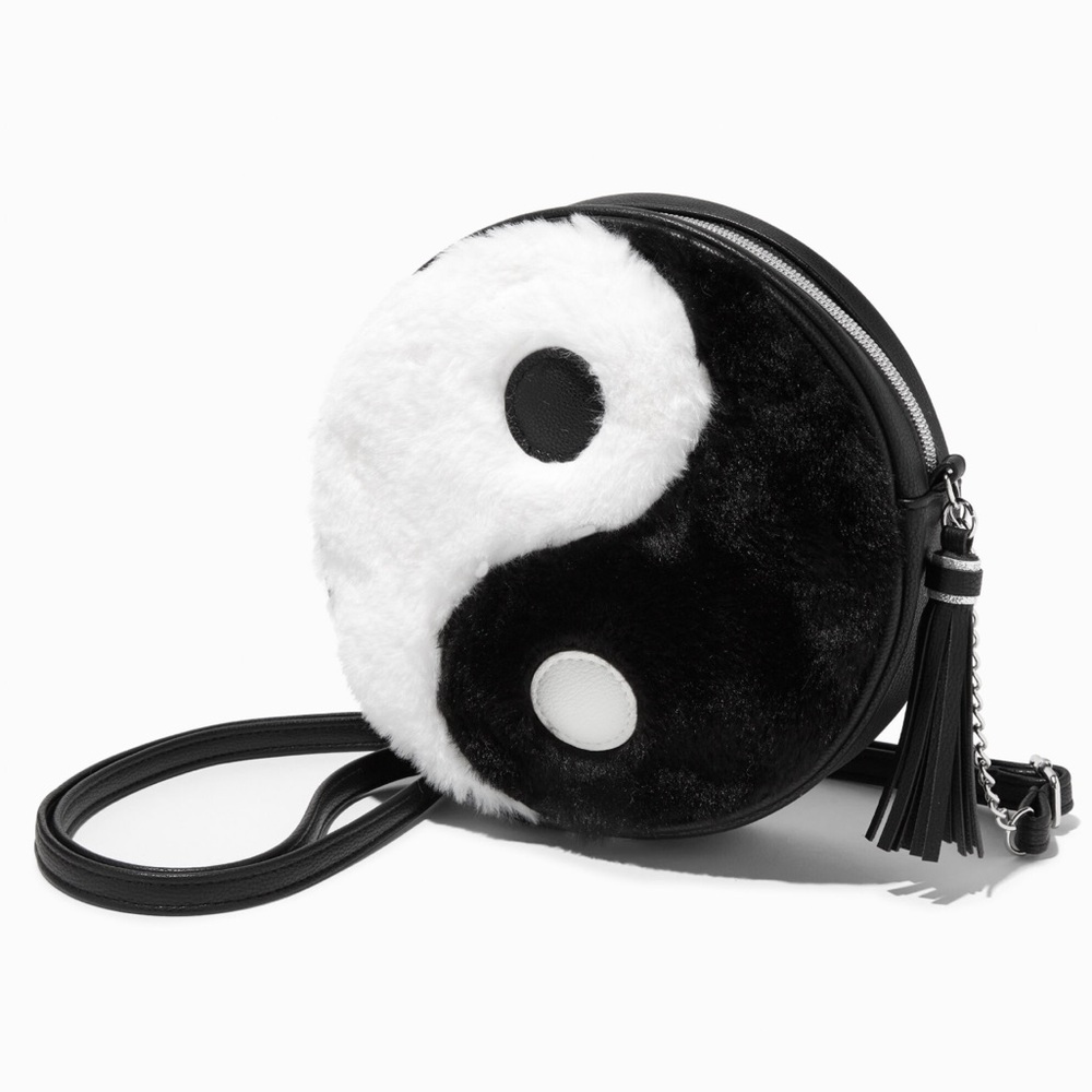 Furry Yin Yang Round Crossbody Bag